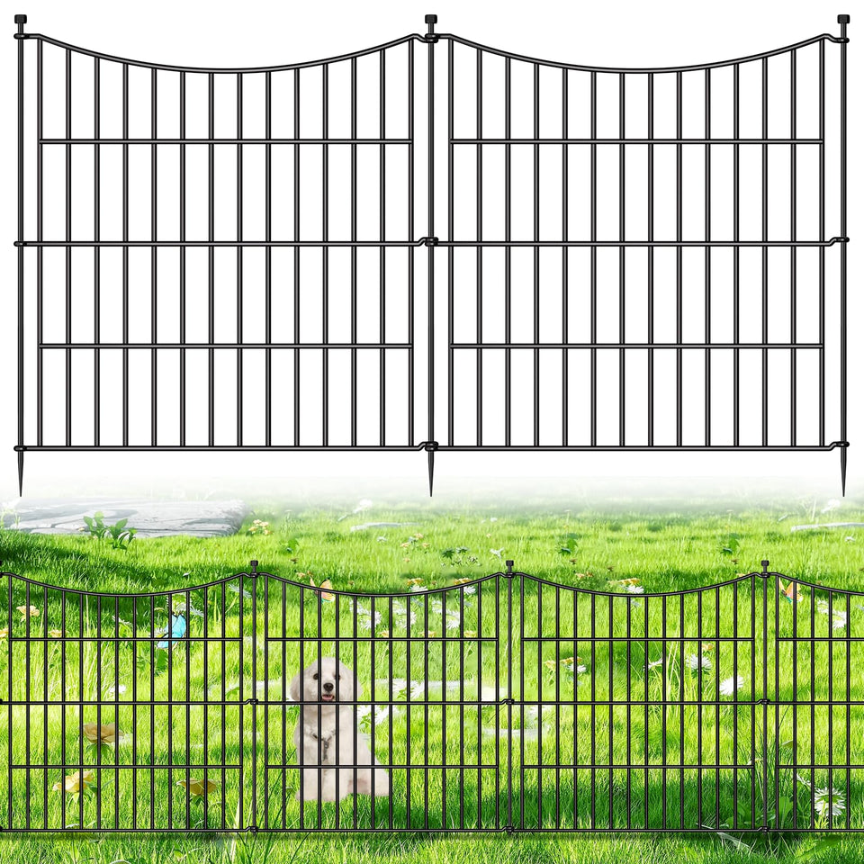 CLEASO 10-panels no-dig dog fence in front yard for quick setup and pet safety.