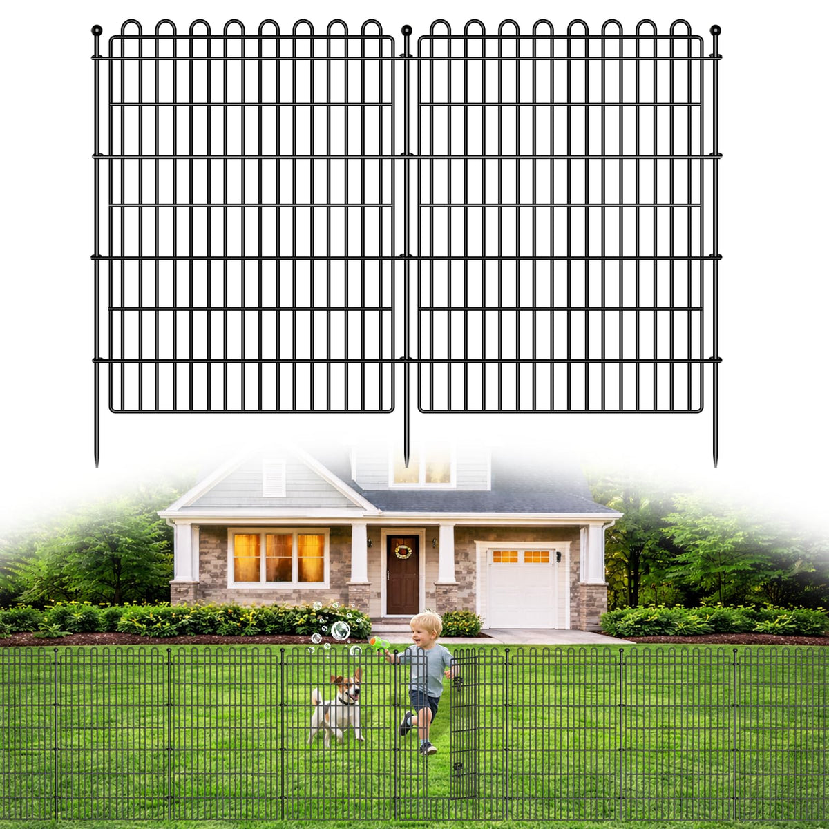 CLEASO 10-panel no-dig garden fence with gate showing quick setup for beginners