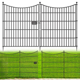 CLEASO 5-panel decorative garden fence gate front view showcases durable rustproof metal border.