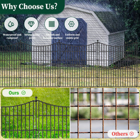 CLEASO 5-panel spear-top-pickets show elegant design that frames garden borders.