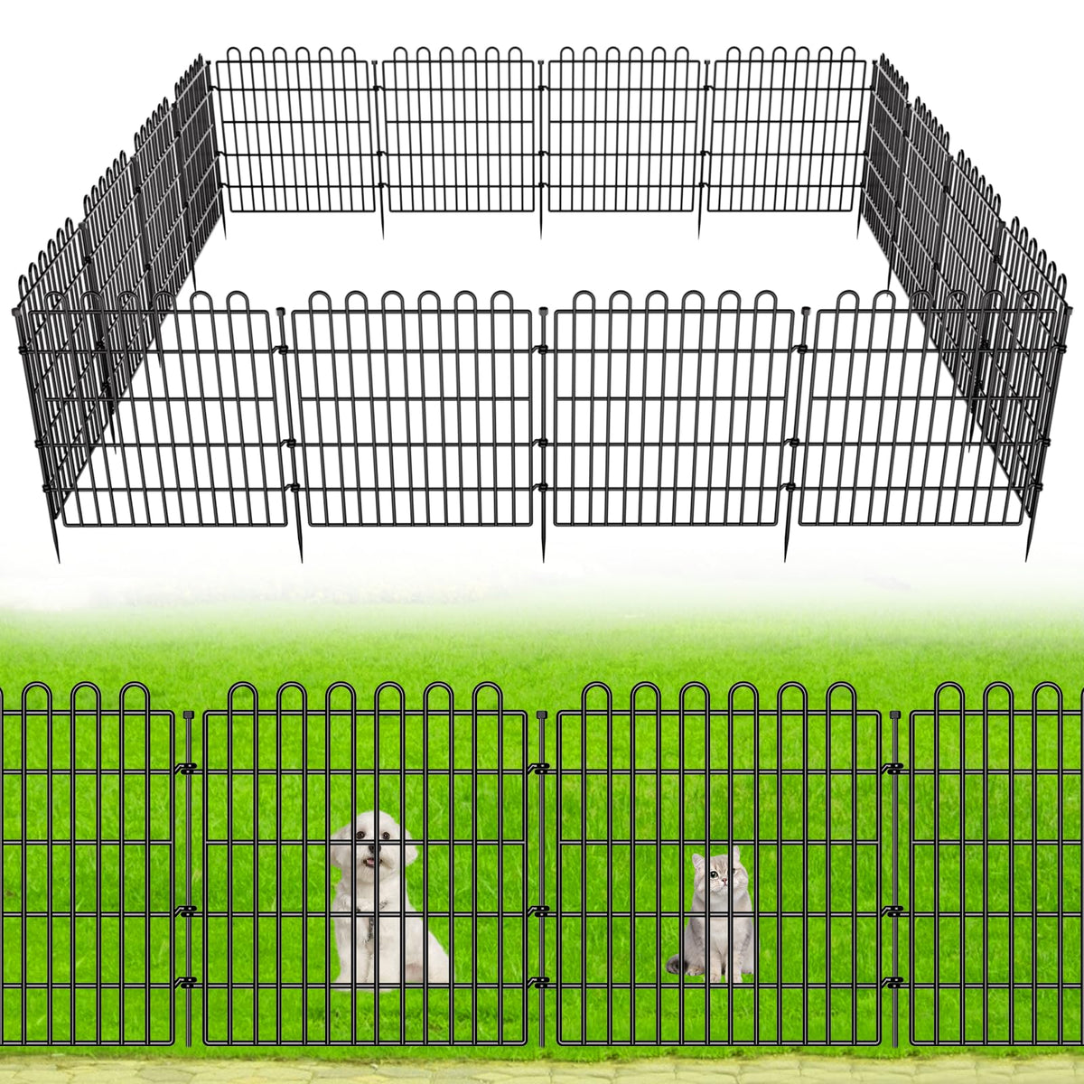 CLEASO 5-panel no-dig garden fence assembly for quick outdoor setup.
