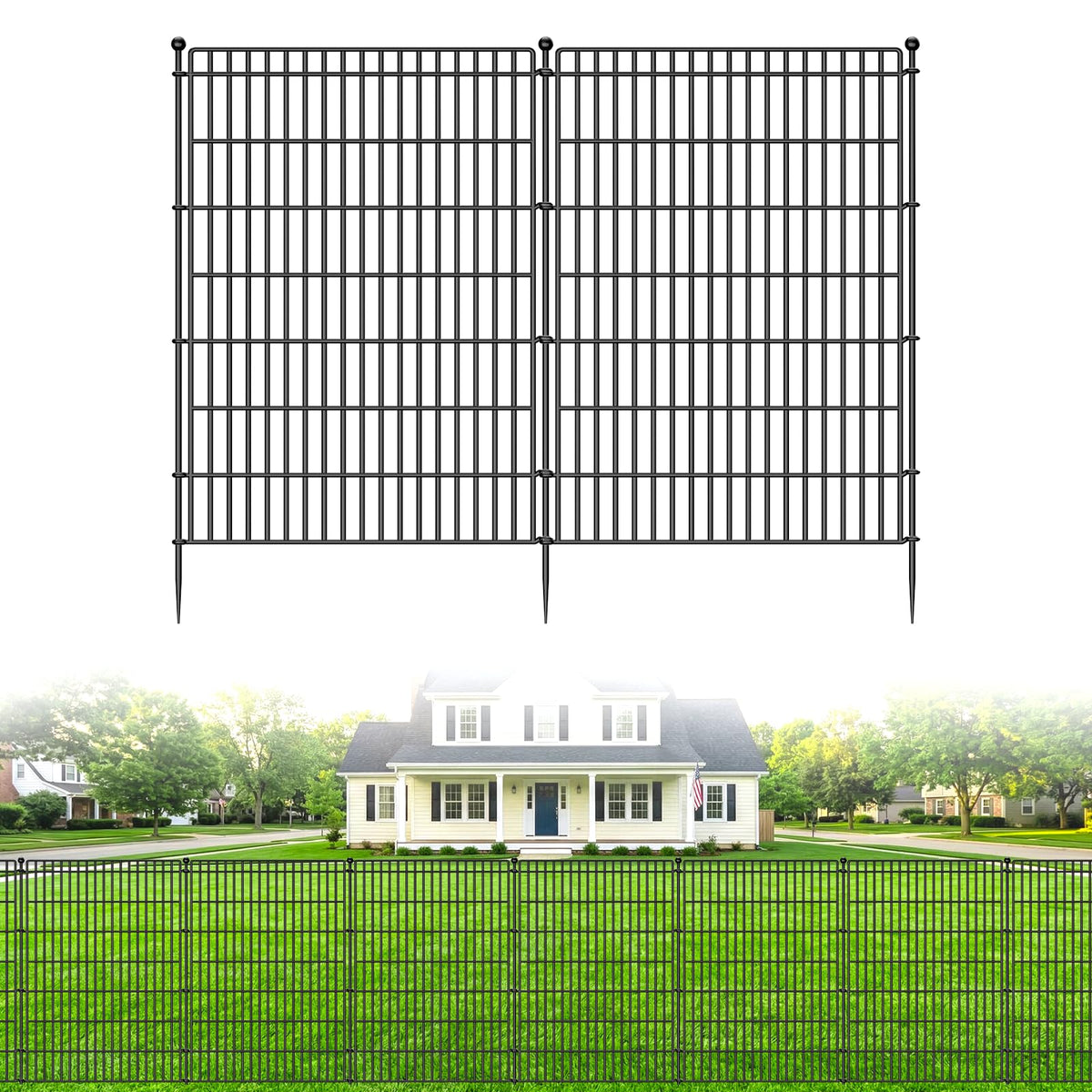 CLEASO 5-panel no-dig garden fence panels for quick, tool-free yard separation.