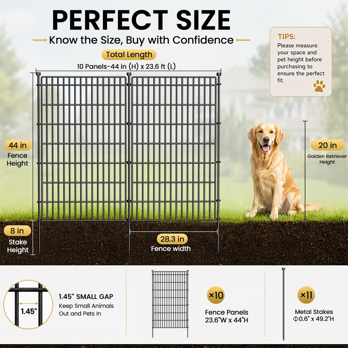 CLEASO rustproof metal construction visible in fence setup.