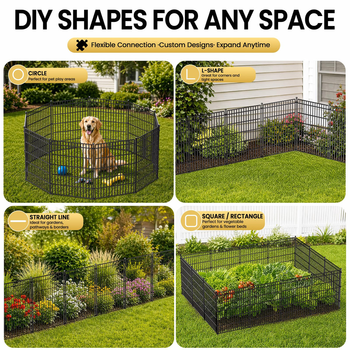 CLEASO sturdy year-round fence protects plants and pets with minimal upkeep.
