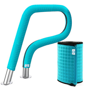 Clebay pool handrail cover in cyan with slip-resistant grip for safe entry