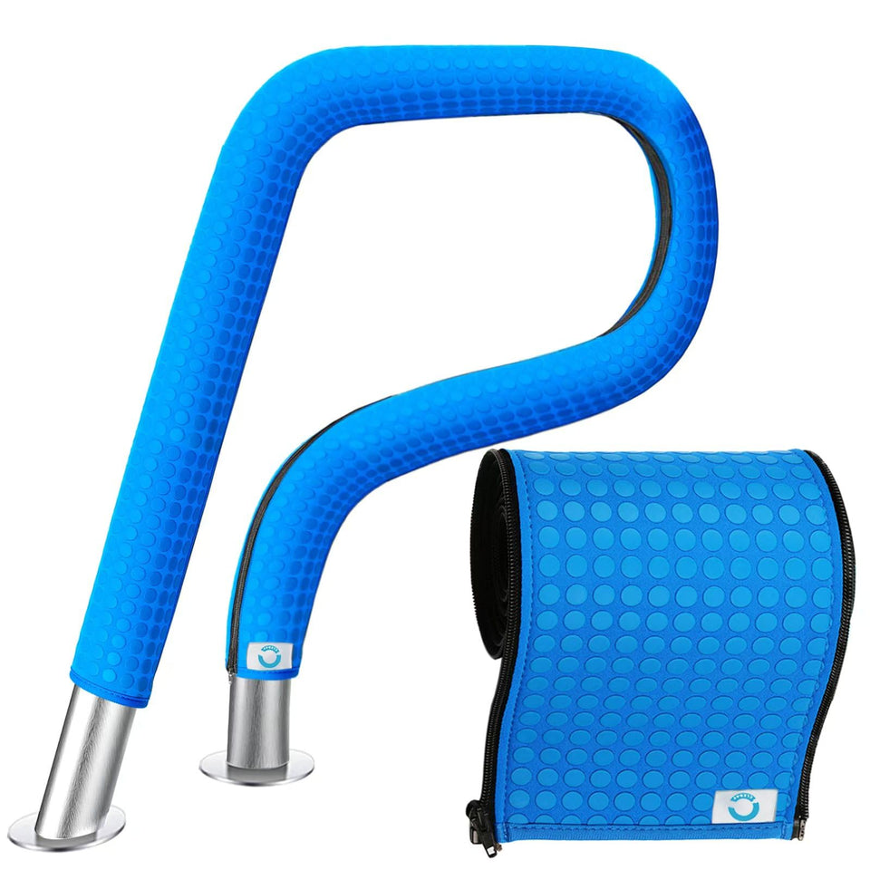 Clebay pool handrail cover 6ft blue on railing for enhanced grip