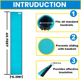 Color options cyan and blue for pool rail covers by Clebay