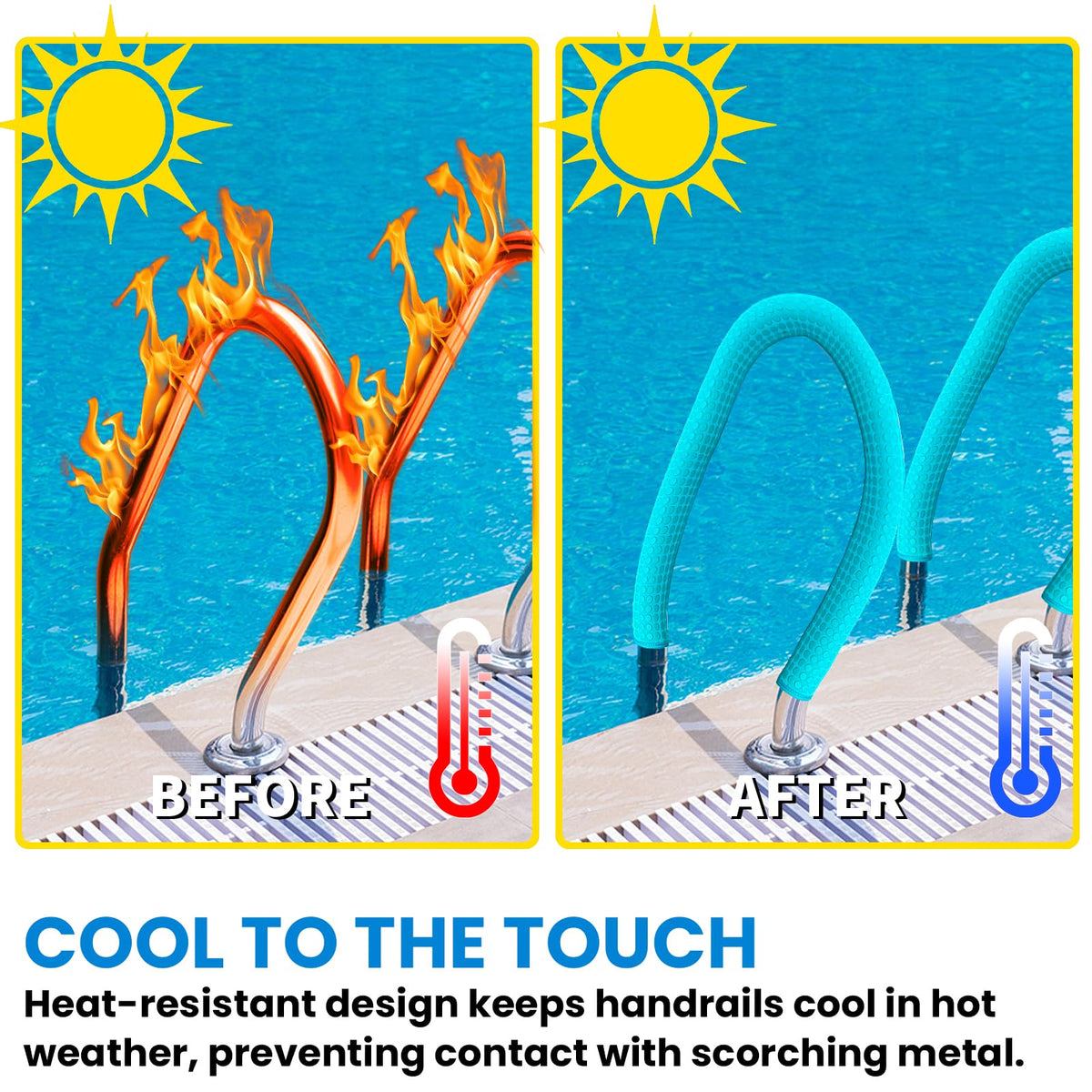 Insulation feature that protects hands from heat and cold on rails
