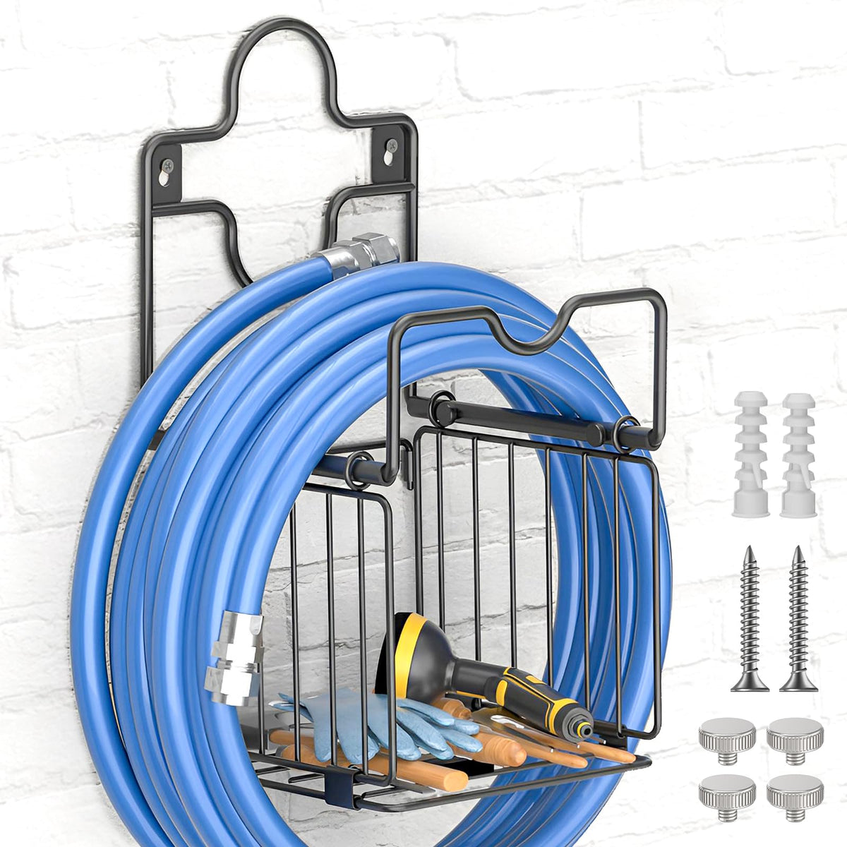 CLESOO durable metal hose storage stands up to sun and rain.