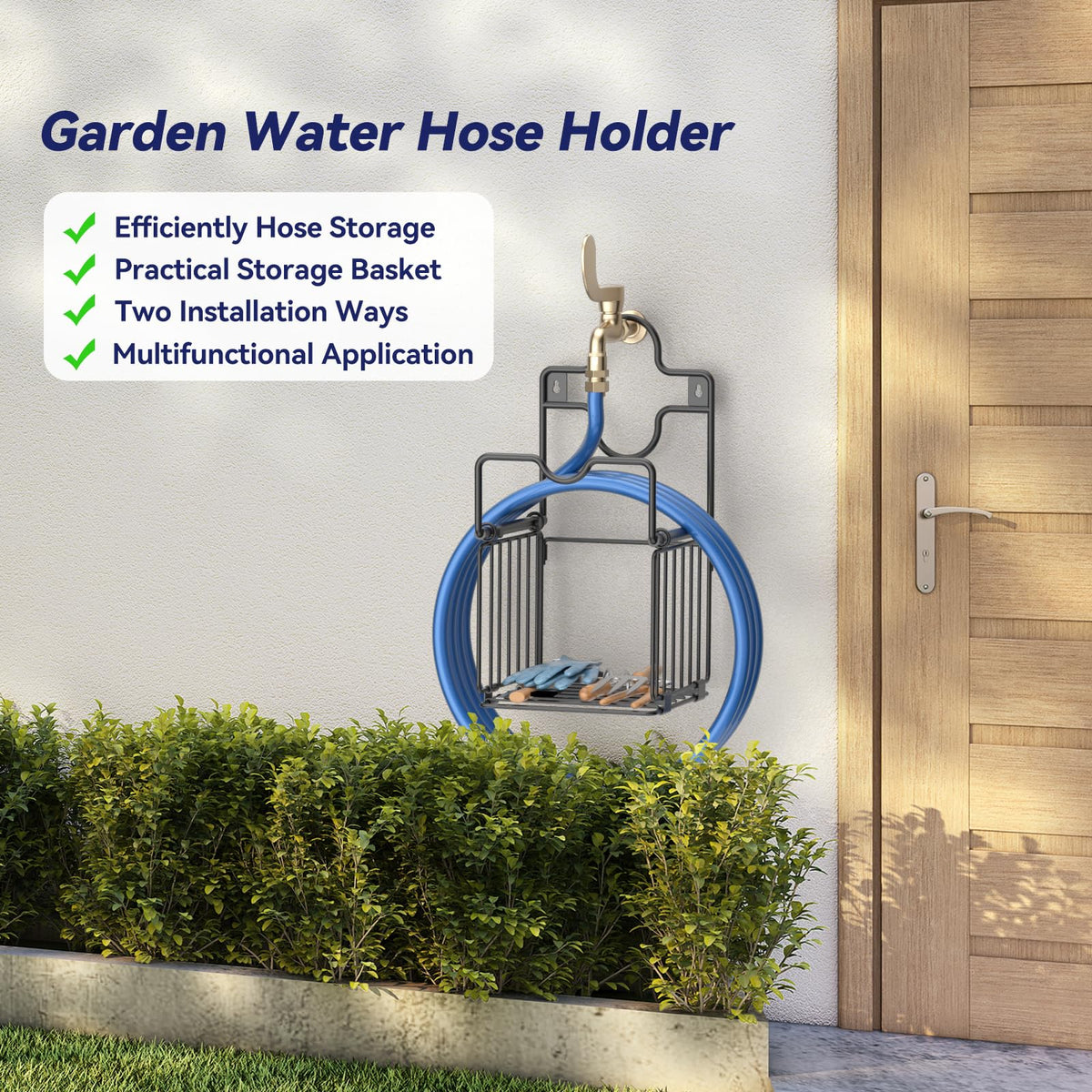 CLESOO heavy-duty outdoor hose holder resists rust for long-lasting use.