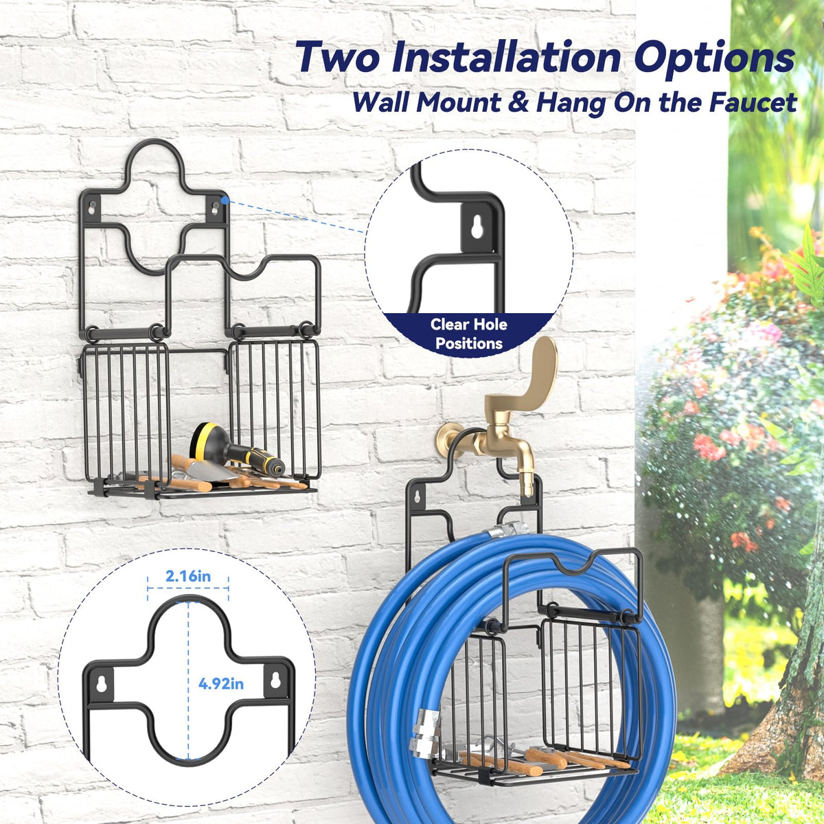 CLESOO rust-resistant hose holder with corrosion-proof coating for all seasons.