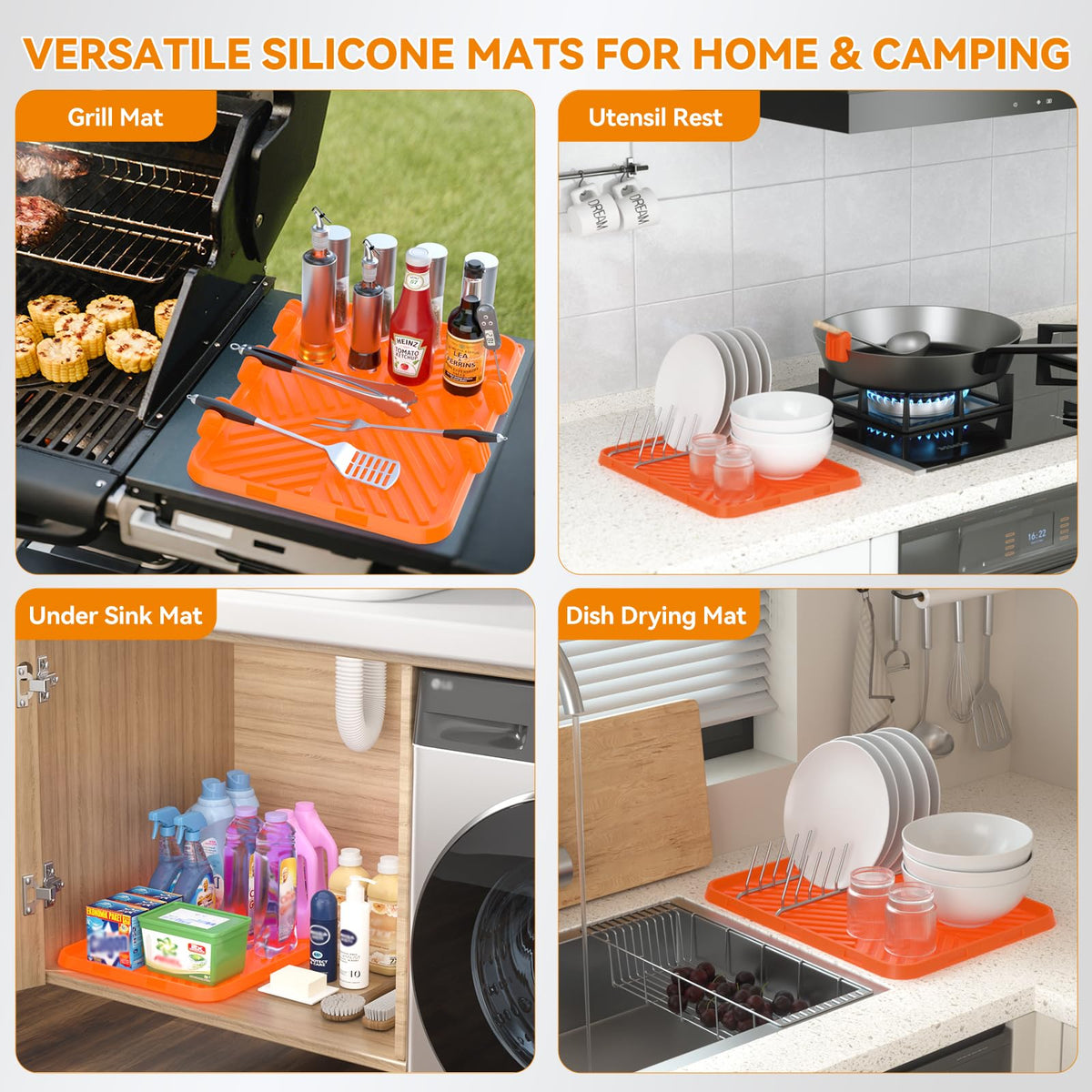 CLESOO silicone griddle tool mat BBQ-accessory simplifies organization and cleanup.