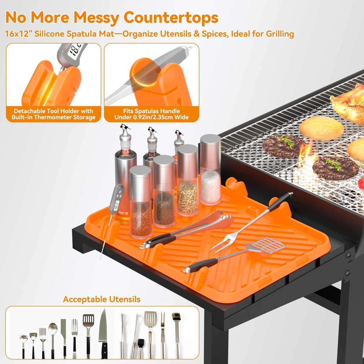 CLESOO silicone griddle tool mat easy-clean surface resists spills and dries quickly.