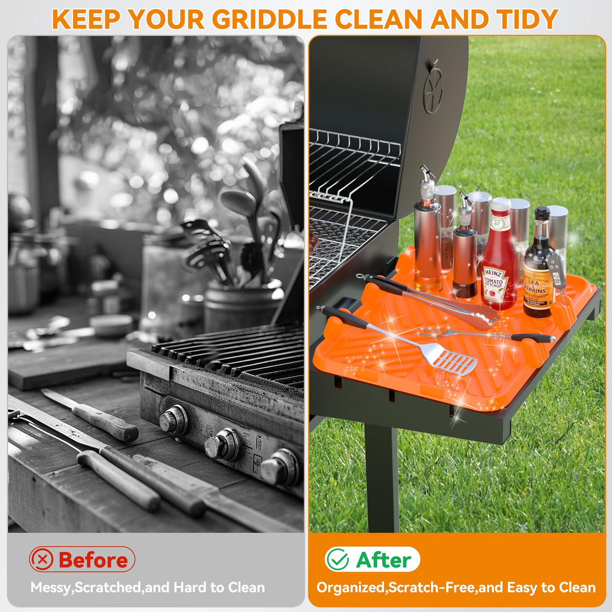 CLESOO silicone griddle tool mat heat resistance protects tools near flames.