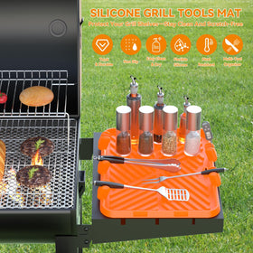 CLESOO silicone griddle tool mat no-spill lip traps oils for a tidy station.