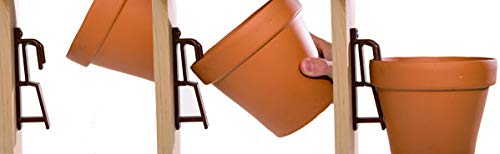 Brown 3-pack Pot Latch Hangers support 4-9 inch pots on walls or rails