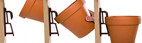 Brown 3-pack Pot Latch Hangers support 4-9 inch pots on walls or rails