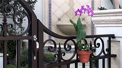 Wrought iron-friendly brown hangers elevate garden and fence displays