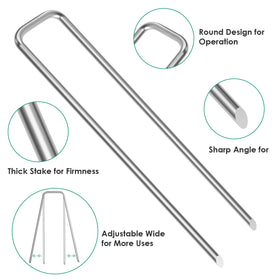 Clevich heavy-duty 11-gauge steel stakes resist bending during installation.