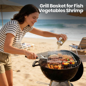 Clheatky vegetables on grill basket demonstrates versatile veggie grilling.