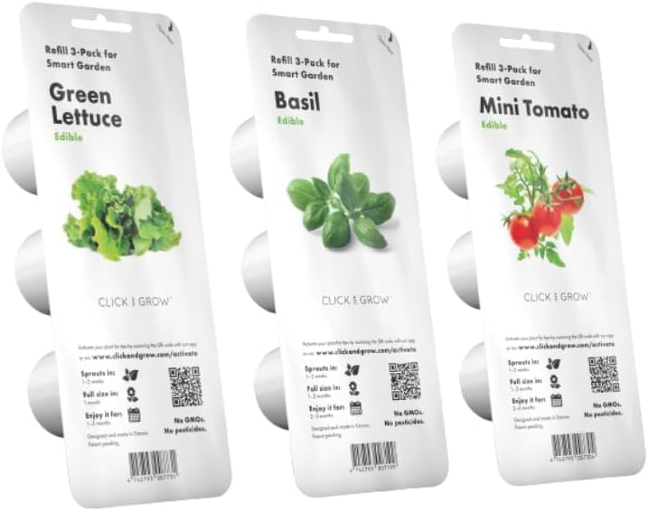 Click & Grow 9-pod system on kitchen counter for quick starter herbs