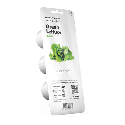 Click and Grow Green Lettuce 3-Pack with vibrant leaves ready for easy home harvest.