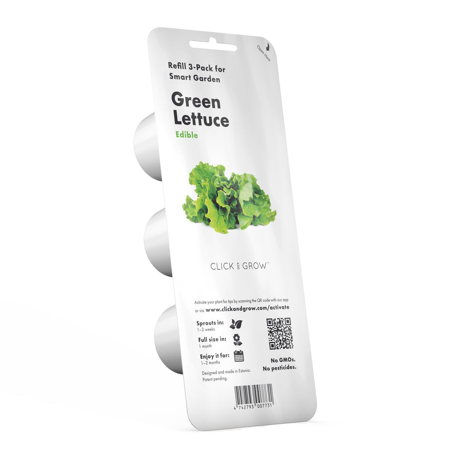 Click and Grow Green Lettuce 3-Pack with vibrant leaves ready for easy home harvest.