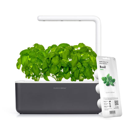 Click and Grow indoor herb garden kit with grow light supports year-round fresh herbs.