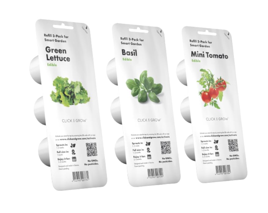Click & Grow smart garden on a kitchen windowsill ready to grow herbs