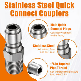 CLIO 3/8 inch male NPT plug, corrosion-resistant quick connection.