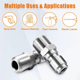 CLIO stainless steel fittings for pressure washers with wear resistance.