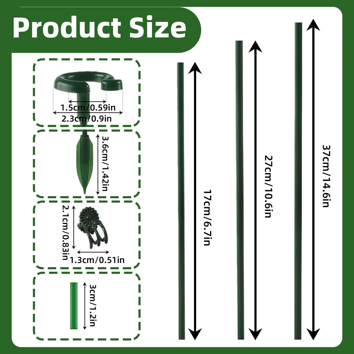 CllyCnny adjustable-height stakes with 3 settings support growth stages.