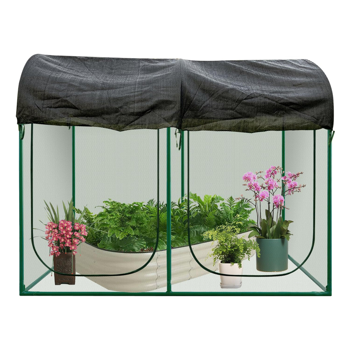 CLOCAL Crop Cage full setup protecting raised beds with large access door