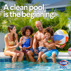 CLOROX Pool & Spa XtraBlue stabilizer on deck ready for easy dosing.