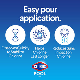 CLOROX Pool & Spa XtraBlue stabilizer dissolving evenly in pool water.