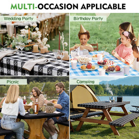 Clothclose plaid design in Morocco Black adds versatile style to outdoor dining.