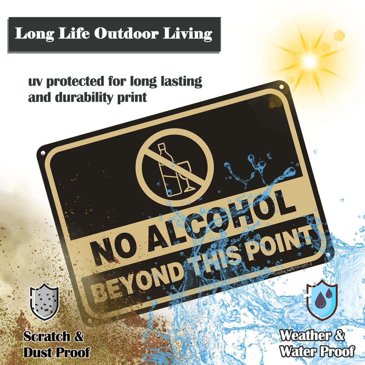 Clotide no alcohol beyond this point sign suitable for yards and gates.