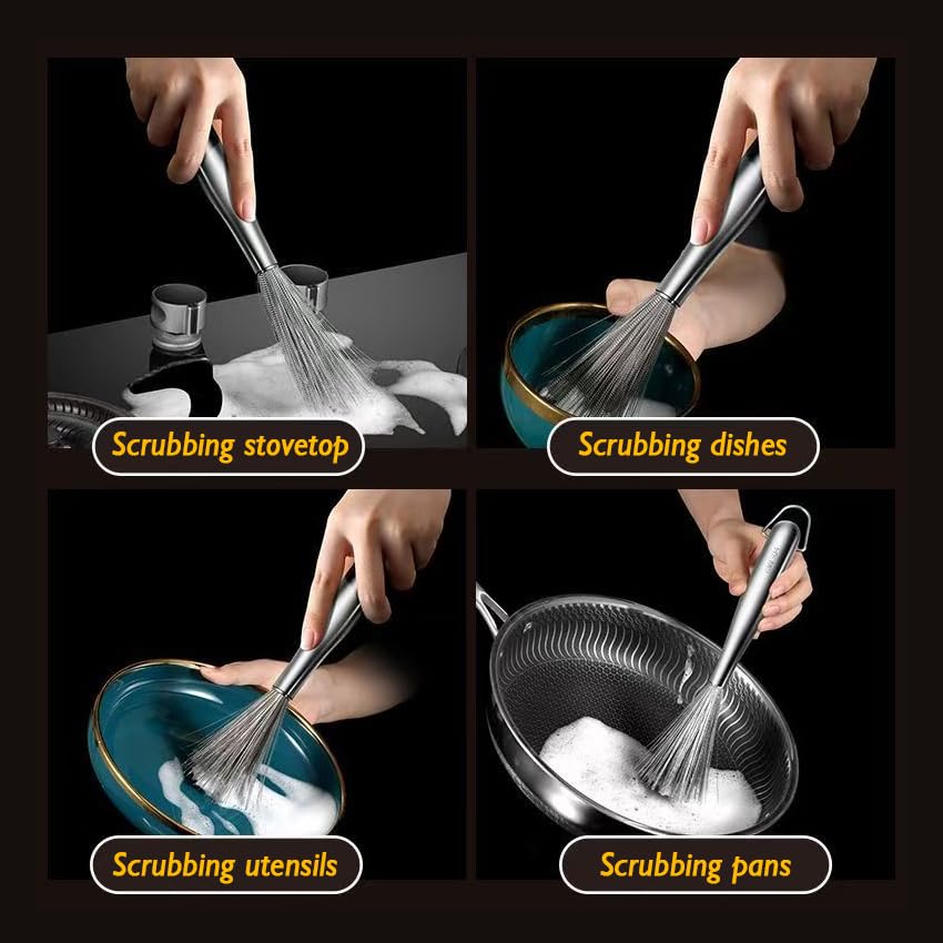CloudMades steel wool scrubber head cleans stubborn residues with rust-resistant bristles.
