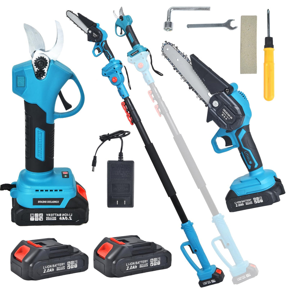 Clownya 4-in-1 cordless pole saw with extended reach for safe pruning
