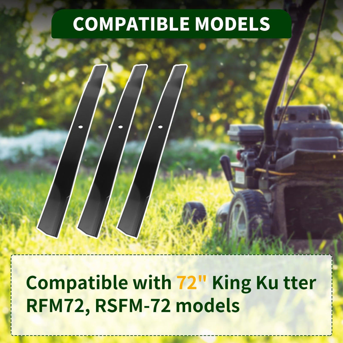 72-inch finishing mower compatibility shown with CLSR2U blades