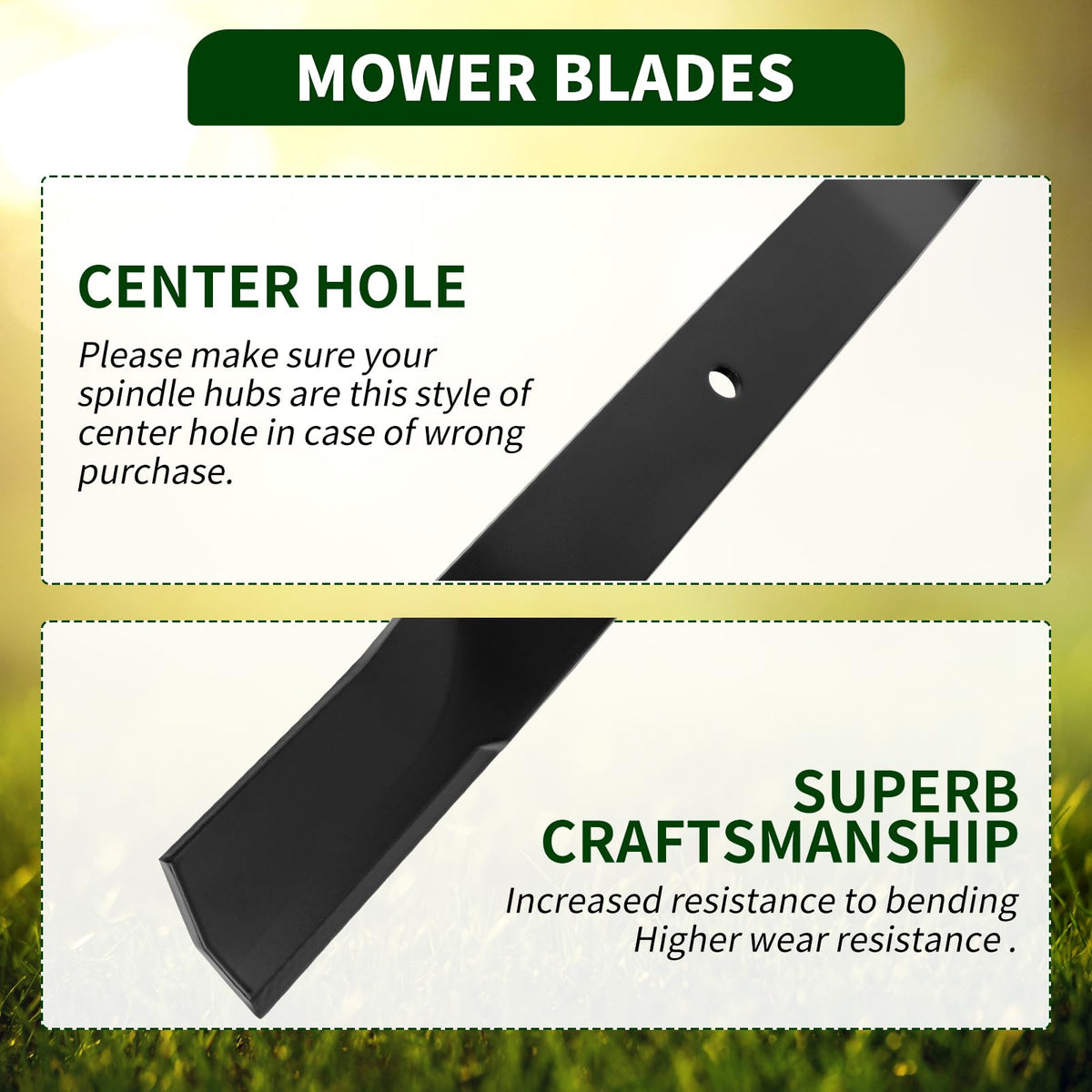 Balanced CLSR2U blades reduce vibration for smoother mowing