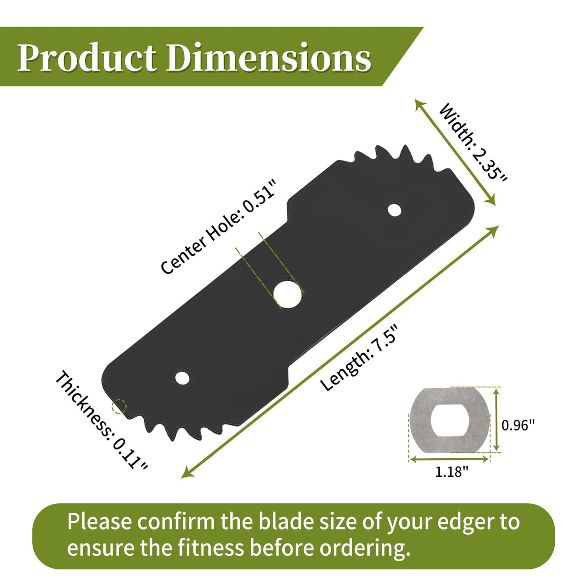 Wear indicators closeup on CLSR2U EB-007 help monitor blade health.