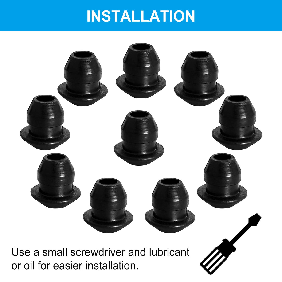 This CLSR2U replacement 9890516 grommet close-up shows precise fit.