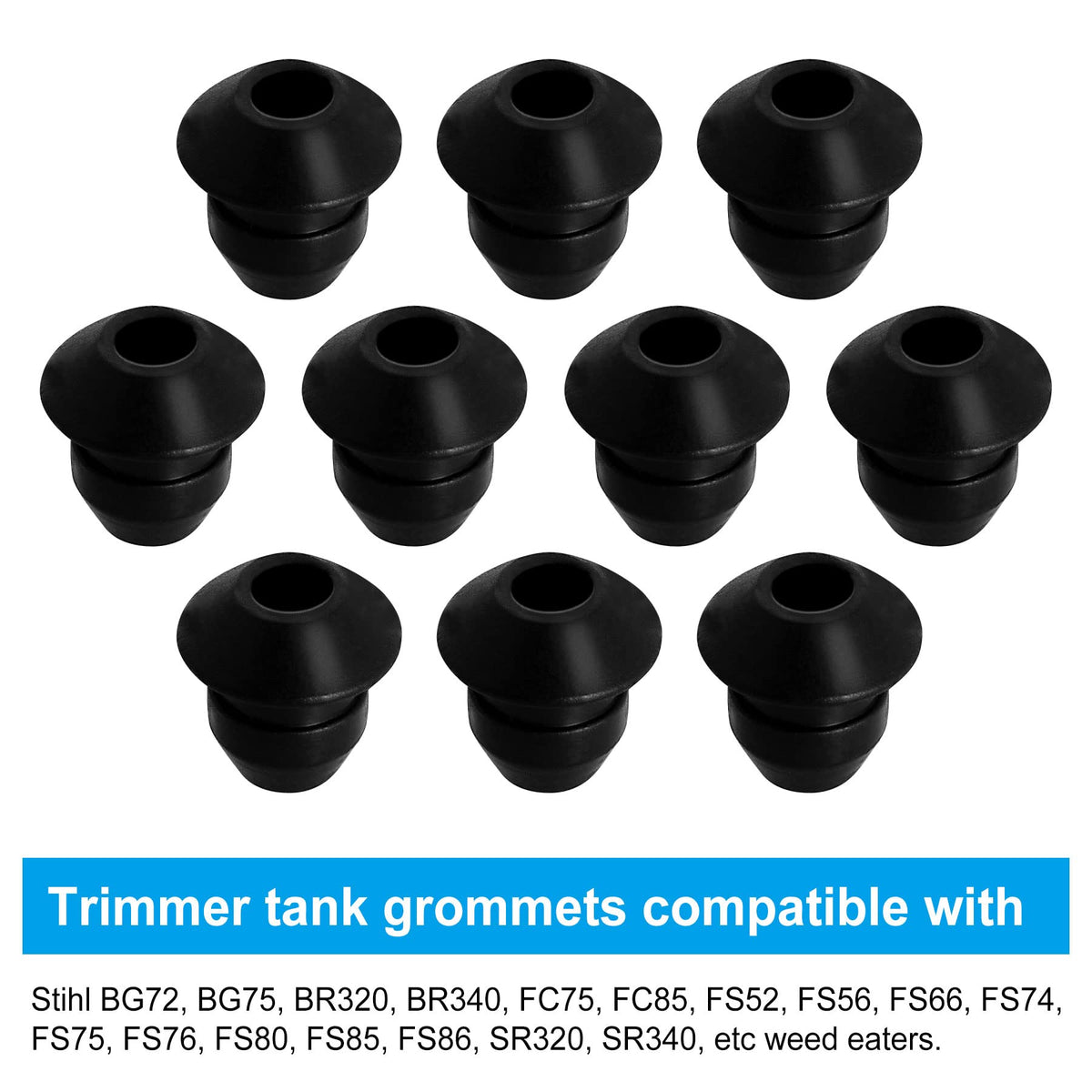 This CLSR2U Stihl-compat fuel grommet enables easy, tool-free installation.