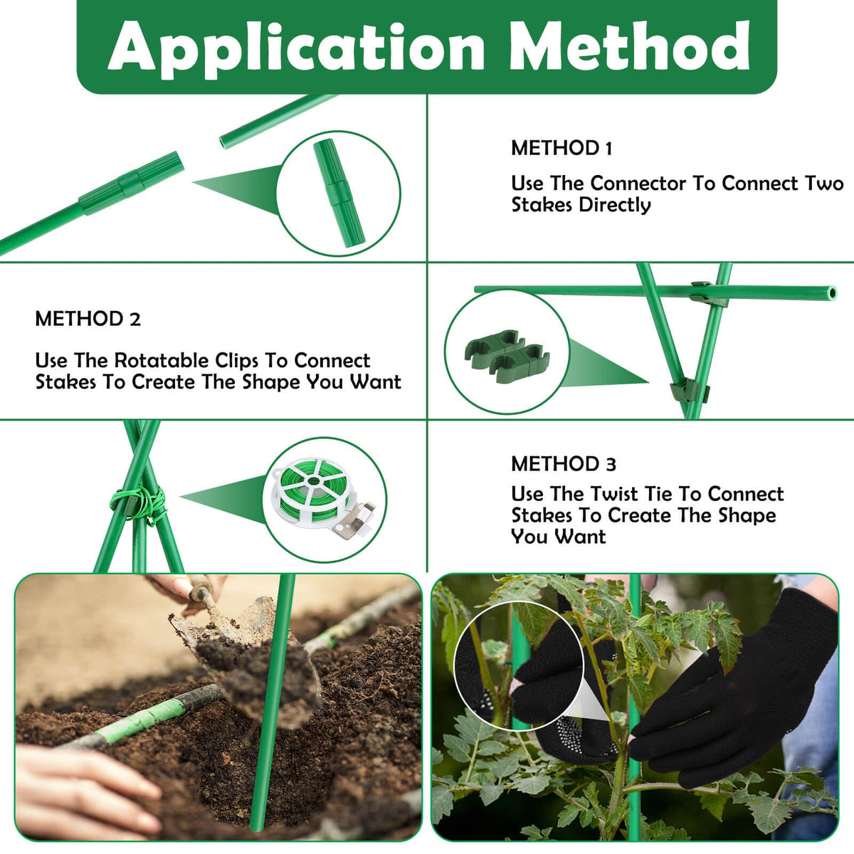 Cludoo garden stakes accessories enable versatile frames, cages, and supports