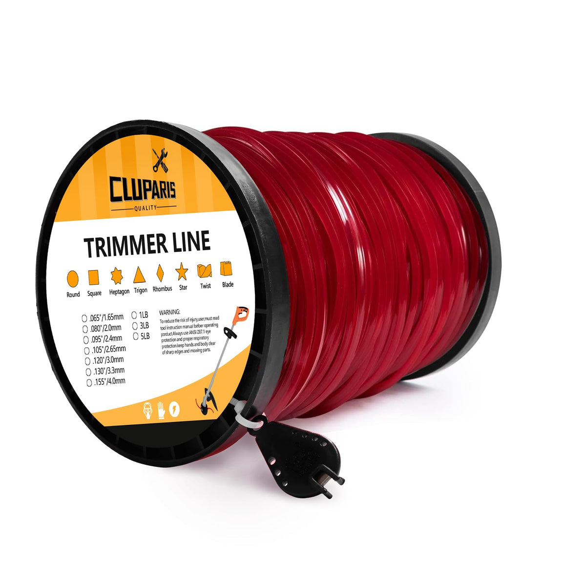Cluparis heavy-duty square-trimmer-line spool for commercial use