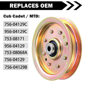 Cluparis idler pulley dimensions image shows 3/8 in ID and 4 7/8 in OD