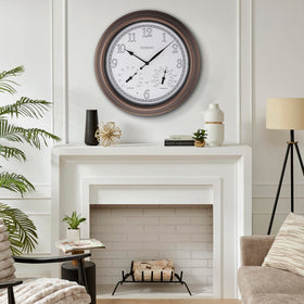 CLXEAST bronze finish clock designed for durability against sun and rain