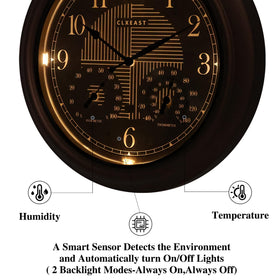 CLXEAST IP65 weatherproof bronze clock ready for garden or patio use