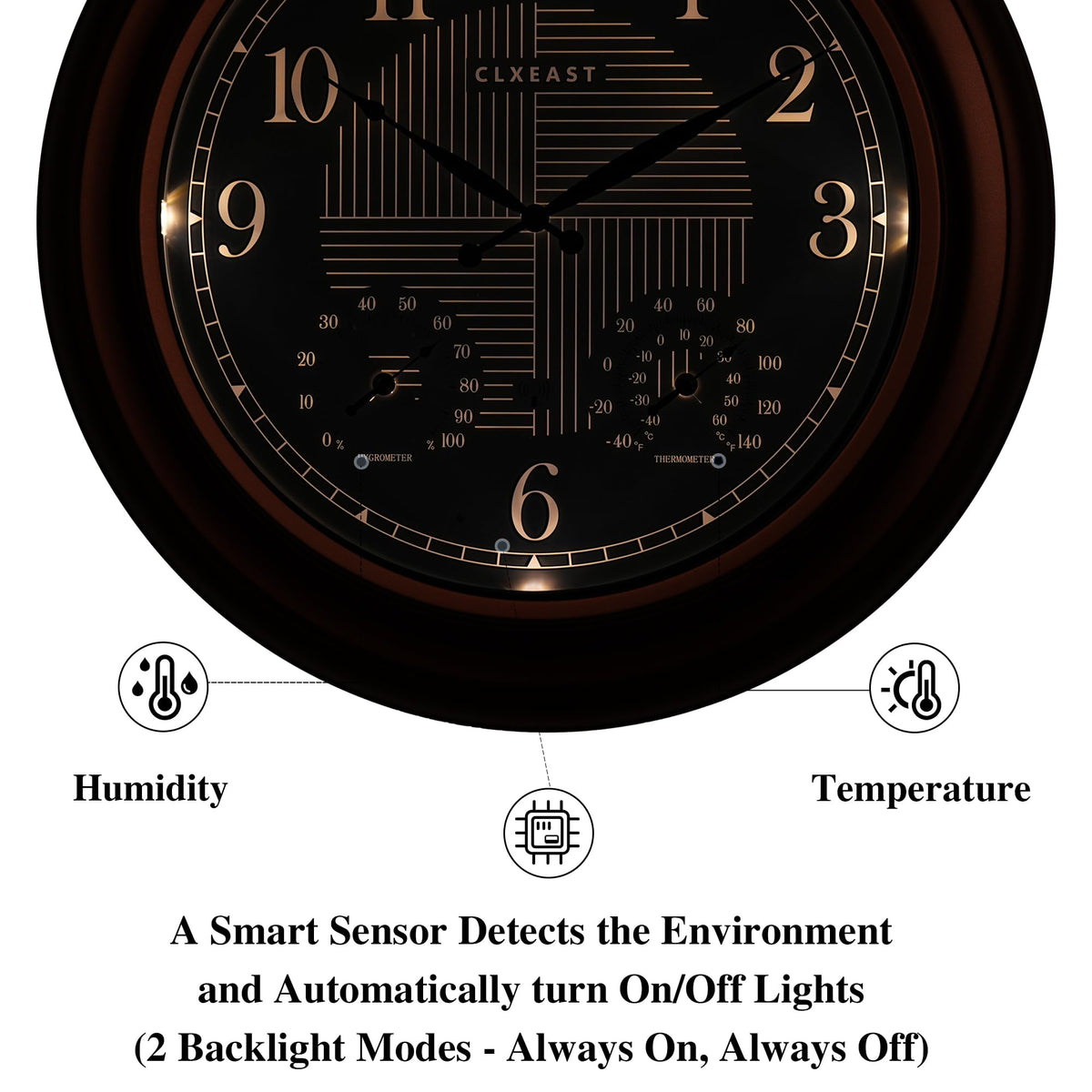 CLXEAST thermometer and hygrometer display environment readings.
